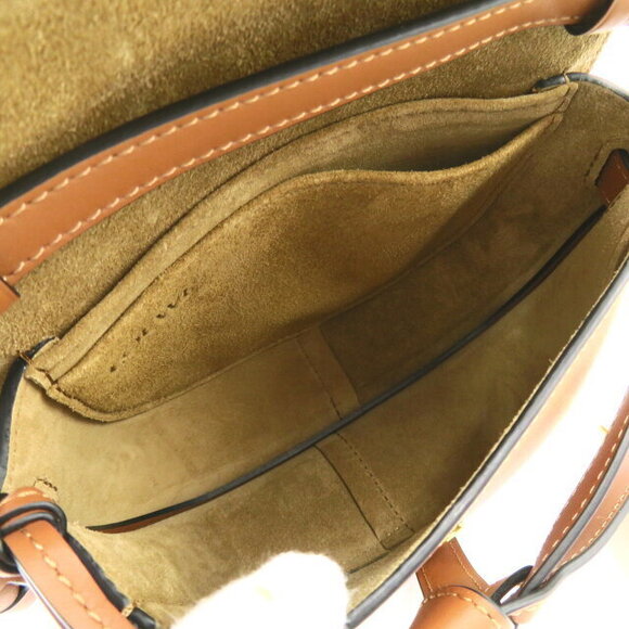 LOEWE Gate Dual Shoulder Bag Calfskin Leather Jacquard Brown Tan - Picture 6 of 10